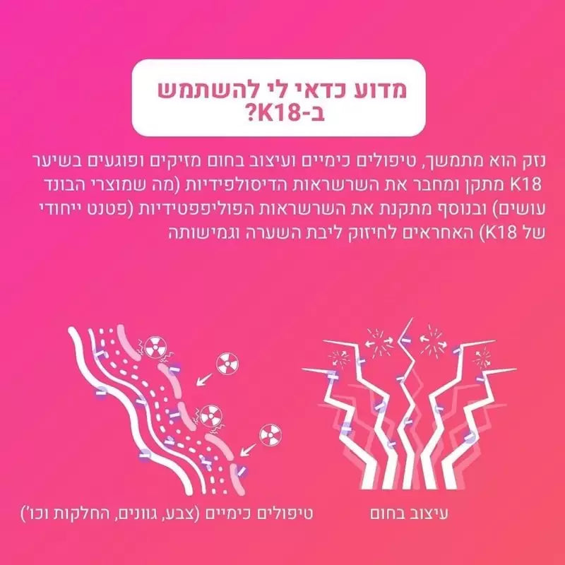 K18 מסכת שיער ללא שטיפה תיקון מולקולרי